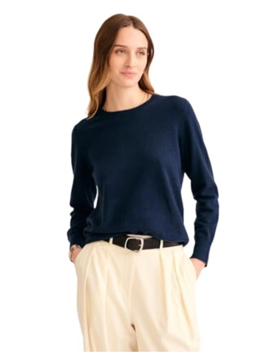 100% Cashmere Crewneck Sweater Long Sleeve Climate Adaptable